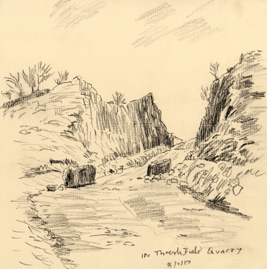 Threshfield Quarry, Yorkshire Dales. Sketch Keith Melling