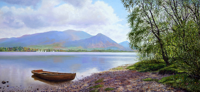 Across Bassenthwaite to Skiddaw. Painting Keith Melling