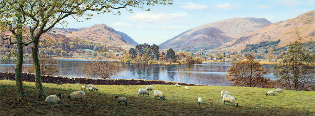 Grasmere from Dale End, Lake District. Painting Keith Melling