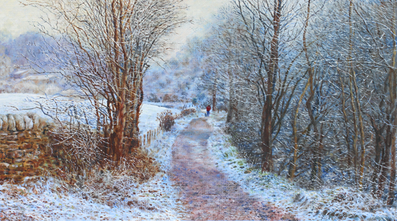 Hoar Frost at Narrowgates. Painting by Keith Melling