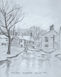 Rain at Airton, Yorkshire Dales. Sketch - Keith Melling