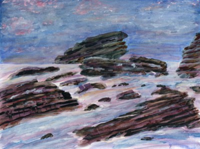 Dove Stones, Dusk. Paintng: Keith Melling