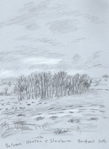 Between Newton and Slaidburn, Bowland. Sketch by Keith Melling