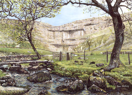 Malham Cove. Painting by Sam P Melling