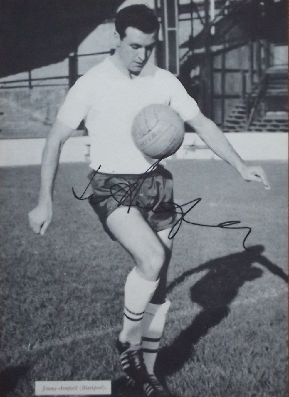 Jimmy Armfield Blackpool & England Signed b/w picture #1