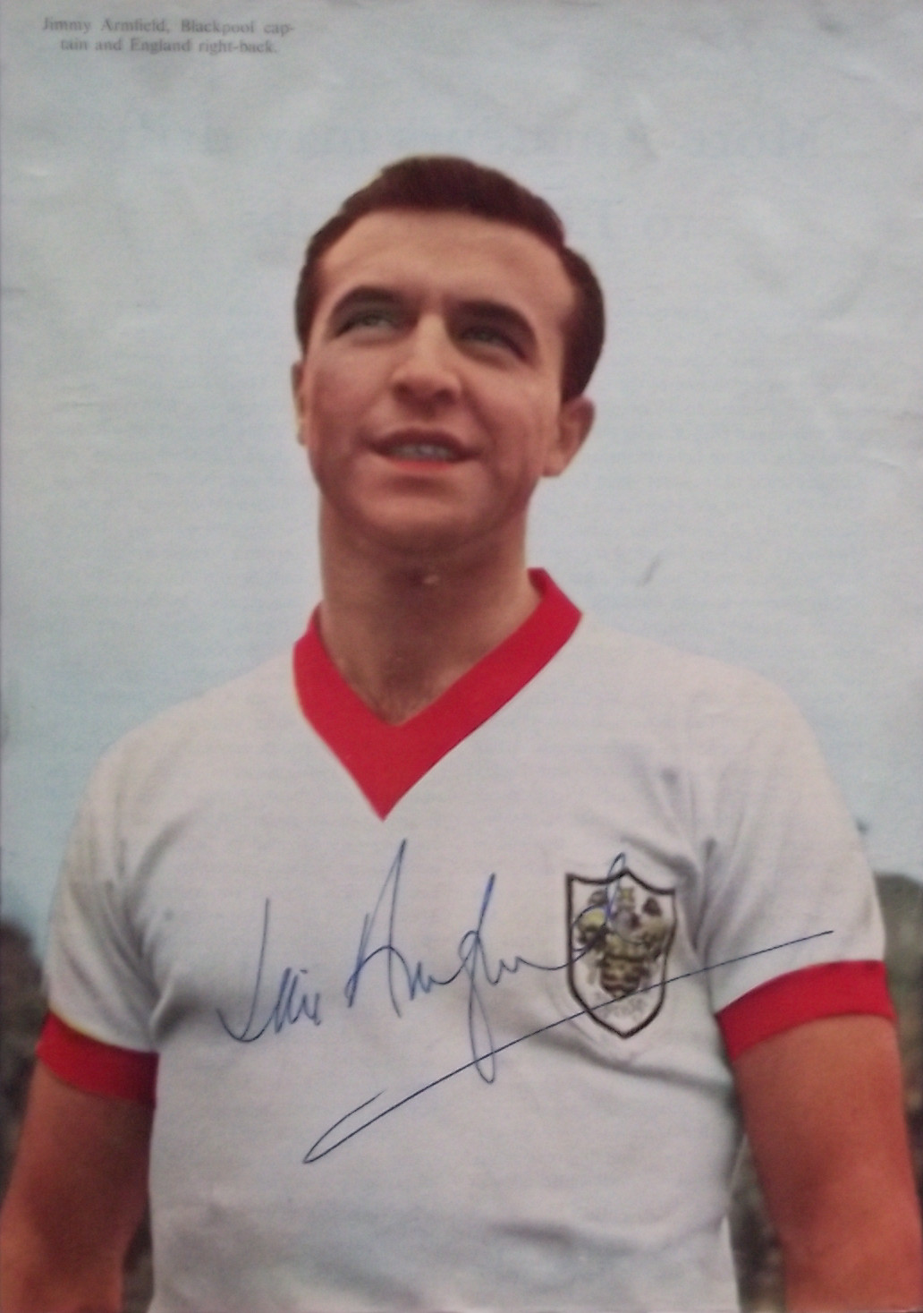 Jimmy Armfield Blackpool & England Signed colour Charles Buchan Picture