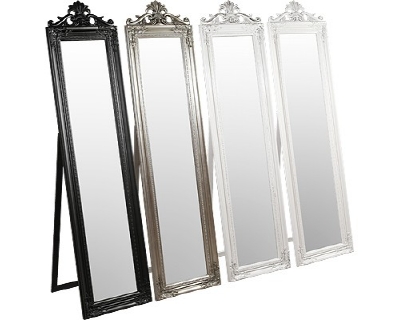 FMC641 Elizabeth cheval mirror 180x45cm available in black, silver, white, white/silver, cream + gold £79