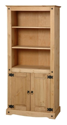Corona Mexican pine tall two door bookcase