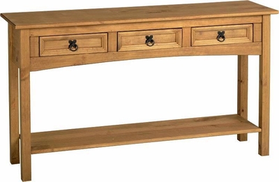 Corona Mexican Pine 3 drawer console table