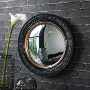Langford convex mirror black with gold 20in SALE £55