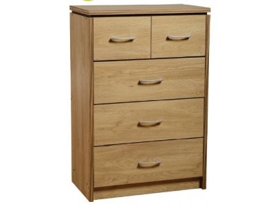 Carlos oak style modern 2 over 3 drawer chest