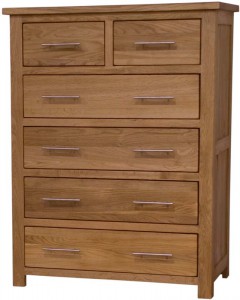 Modern classic solid oak 2 over 4 drawer chest