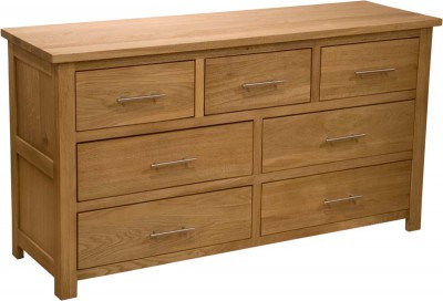 Modern classic solid oak 3 over 4 drawer wide chest