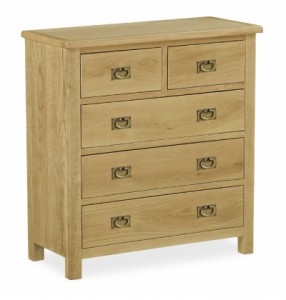 Erne lite oak 2 over 3 tall chest of drawers