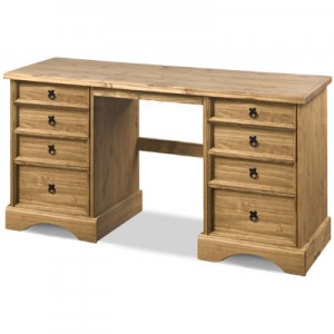 Corona Mexican pine double pedestal dressing table