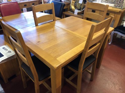 Erne oak compact 4ft extending dining table & 4 oak chairs