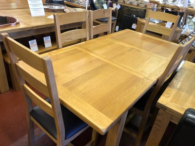 Erne oak small 5ft extending dining table & 6 chairs