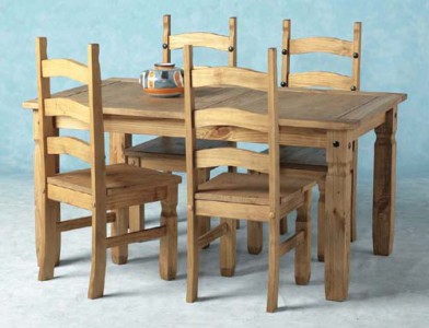 Corona Mexican Pine dining set with 4 chairs