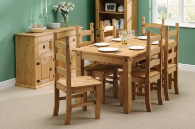 Corona Mexican Pine 6ft dining set with 6 chairs