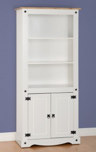 Corona 2 door tall bookcase in white