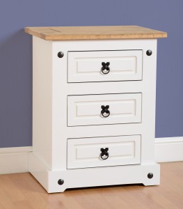 Corona white 3 drawer bedside cabinet