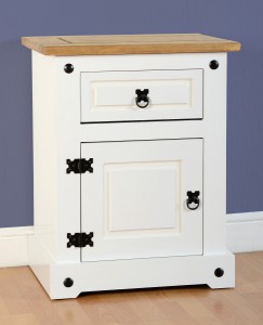 Corona white 1 drawer 1 door bedside cabinet