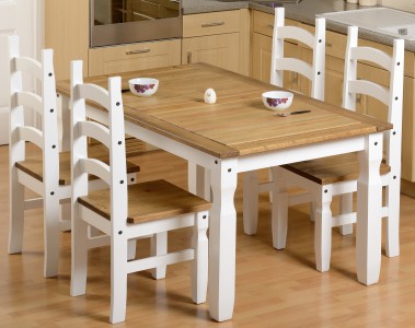 Corona Mexican white or Grey 5ft dining table with 4 chairs