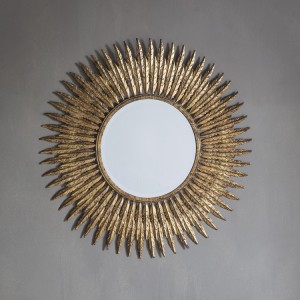 Quill round mirror gold