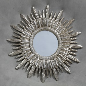 Sun mirror antique silver