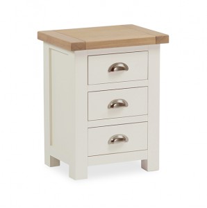 New England cream and oak 3 drawer bedside