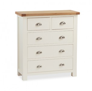 New england cream and oak 2 over 3 chest of drawers