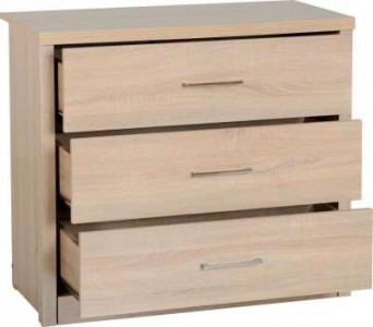 Sonoma light oak effect 3 drawer chest of drawers
