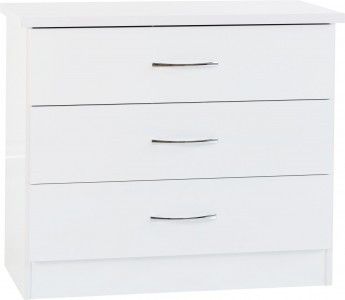 Neptune white gloss 3 drawer chest of drawers