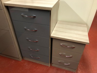 Neptune grey gloss tallboy chest of drawers