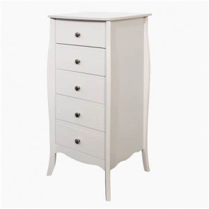 Elegance white 5 drawer tallboy chest of drawers