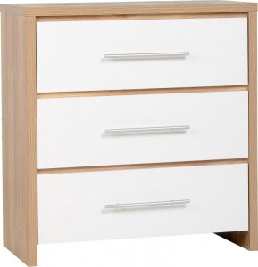 Seville white gloss 3 drawer chest of drawers