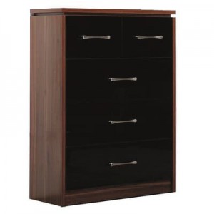 Conrad black gloss 2 over 3 drawer chest of drawers