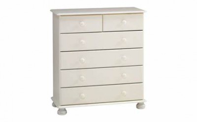Richmond white 2 over 4 deep chest of drawers