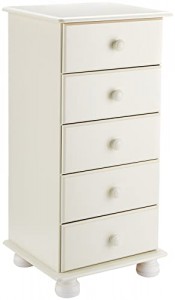 Richmond white 5 drawer tallboy chest of drawers