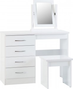 Neptune white gloss dressing table, stool & mirror