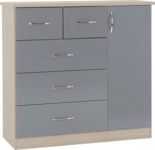 Neptune grey gloss chest of drawers wardrobe