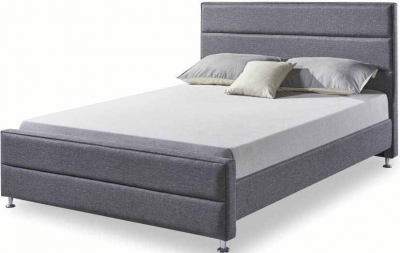 Charcoal grey fabric single bed with chrome feet