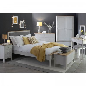 Scandinavian grey and oak 6ft super king size bed
