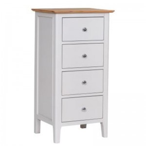 Scandinavian grey and oak 4 drawer narrow chest of drawers