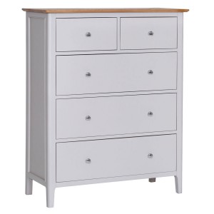 Scandinavian grey and oak 2 over 3 drawer jumbo chest of drawers
