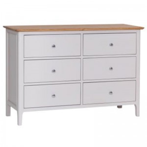 Scandinavian grey and oak 6 drawer chest of drawers