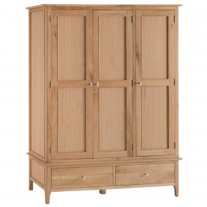Scandinavian oak 3 door 2 drawer wardrobe
