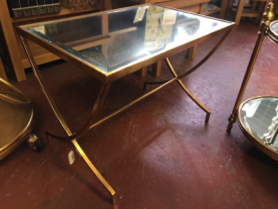 Rectangular gold mirrored small coffee table