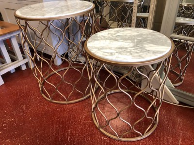 Round gold white marble large lamp table