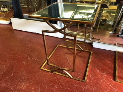 Square gold mirrored small side table